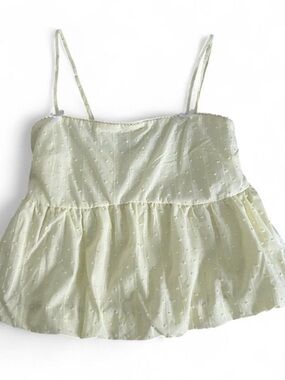 Women’s Butter Yellow Swiss Dot Spaghetti Strap Cami w/ Bows- Sz. S